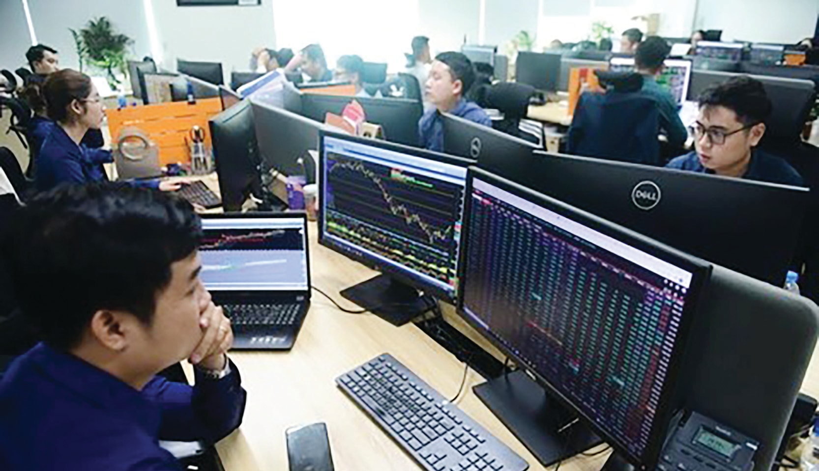 Nhà đầu tư được khuyến nghị cơ cấu danh mục và tập trung vào các nhóm ngành ít chịu tác động bởi thuế quan. Ảnh: Quang Định