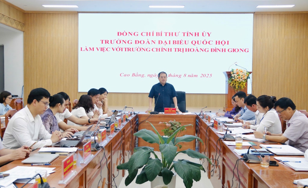 Bí thư Tỉnh ủy Quản Minh Cường phát biểu kết luận buổi làm việc.