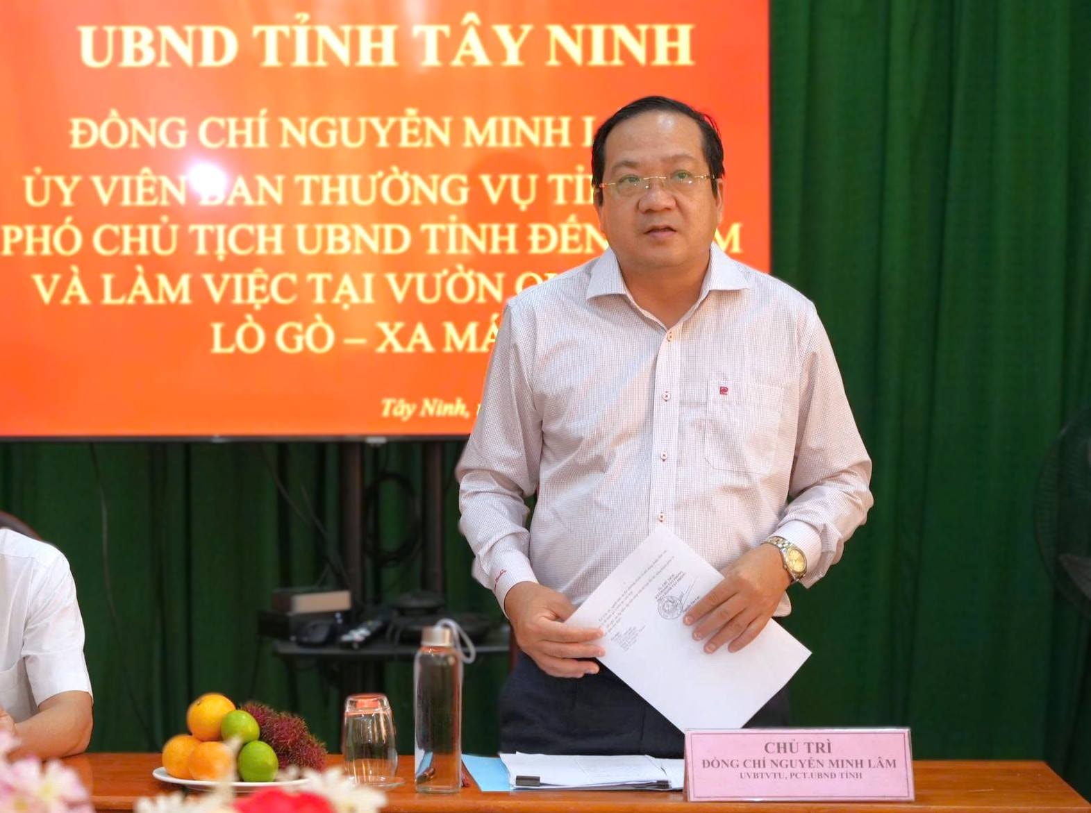 Phó Chủ tịch UBND tỉnh Nguyễn Minh Lâm phát biểu kết luận buổi làm việc