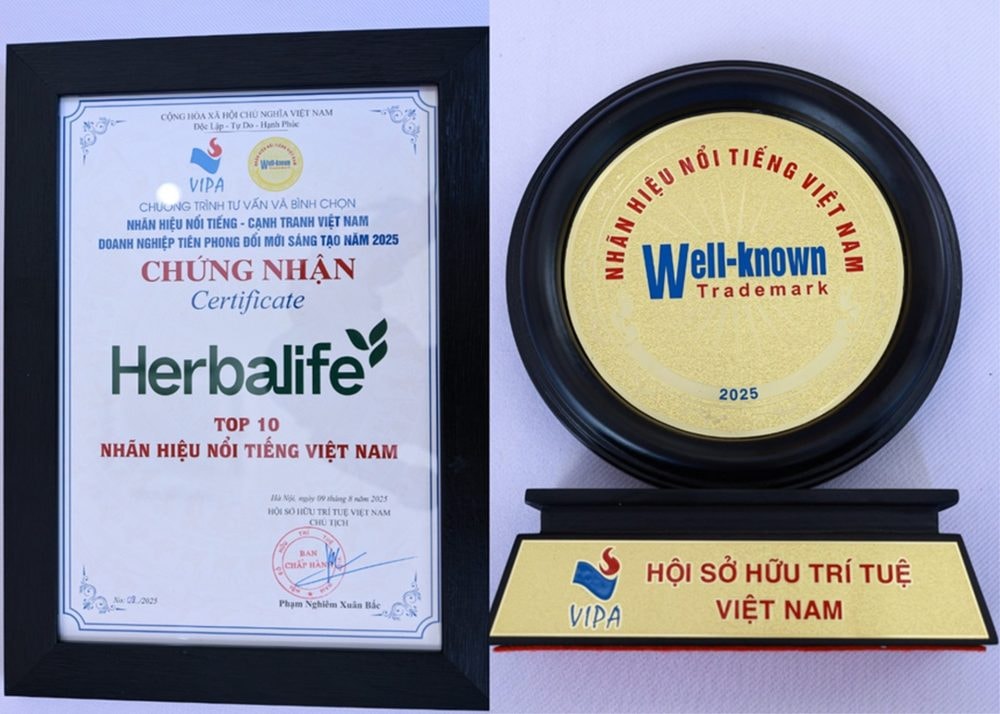 Herbalife Việt Nam đạt Chứng nhận Top 10 Nhãn hiệu nổi tiếng Việt Nam & Doanh Nghiệp tiên phong đổi mới sáng tạo năm 2025 Herbalife Việt Nam đạt Chứng nhận Top 10 Nhãn hiệu nổi tiếng Việt Nam & Doanh Nghiệp tiên phong đổi mới sáng tạo năm 2025