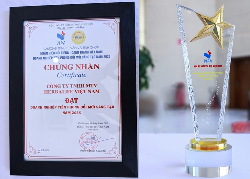 Herbalife Việt Nam đạt Chứng nhận Top 10 Nhãn hiệu nổi tiếng Việt Nam & Doanh Nghiệp tiên phong đổi mới sáng tạo năm 2025 Herbalife Việt Nam đạt Chứng nhận Top 10 Nhãn hiệu nổi tiếng Việt Nam & Doanh Nghiệp tiên phong đổi mới sáng tạo năm 2025