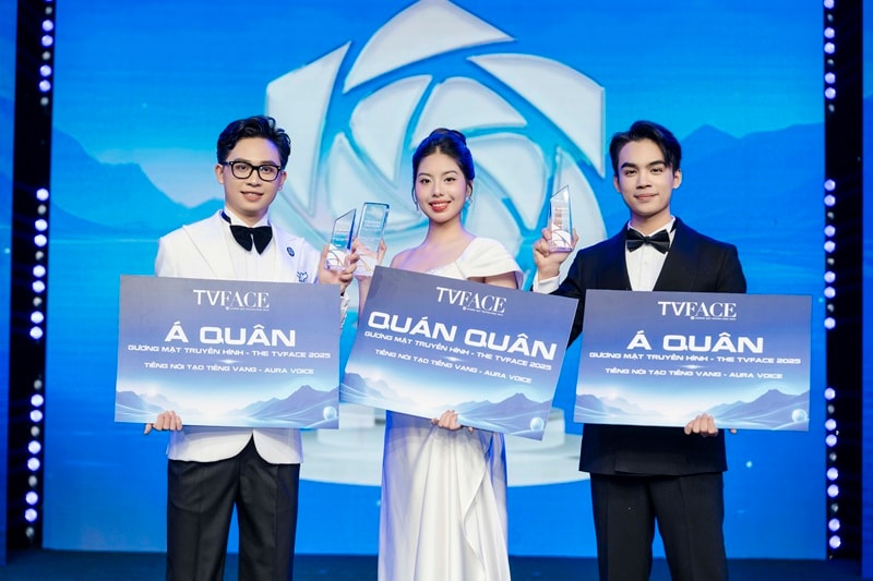 Top 3 chung cuộc của The TVFACE 2025 gồm Ngô Ngọc Gia Hân, Hoàng Đình Tùng và Phan Giang