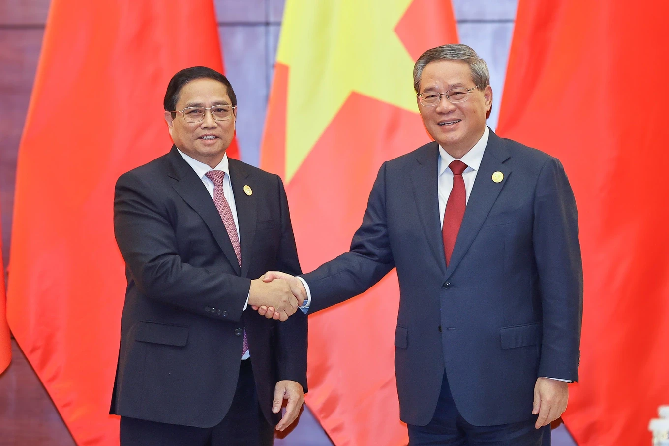 Thủ tướng Phạm Minh Chính hội đàm với Thủ tướng Trung Quốc Lý Cường hôm 7/11/2024, nhân dịp tham dự Hội nghị Thượng đỉnh hợp tác tiểu vùng Mekong mở rộng (GMS) lần thứ 8 (Ảnh: Nhật Bắc).