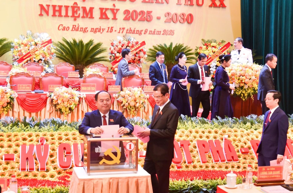 Đại biểu bỏ phiếu bầu nhân sự Ban Chấp hành Đảng bộ tỉnh khóa XX, nhiệm kỳ 2025 - 2030.