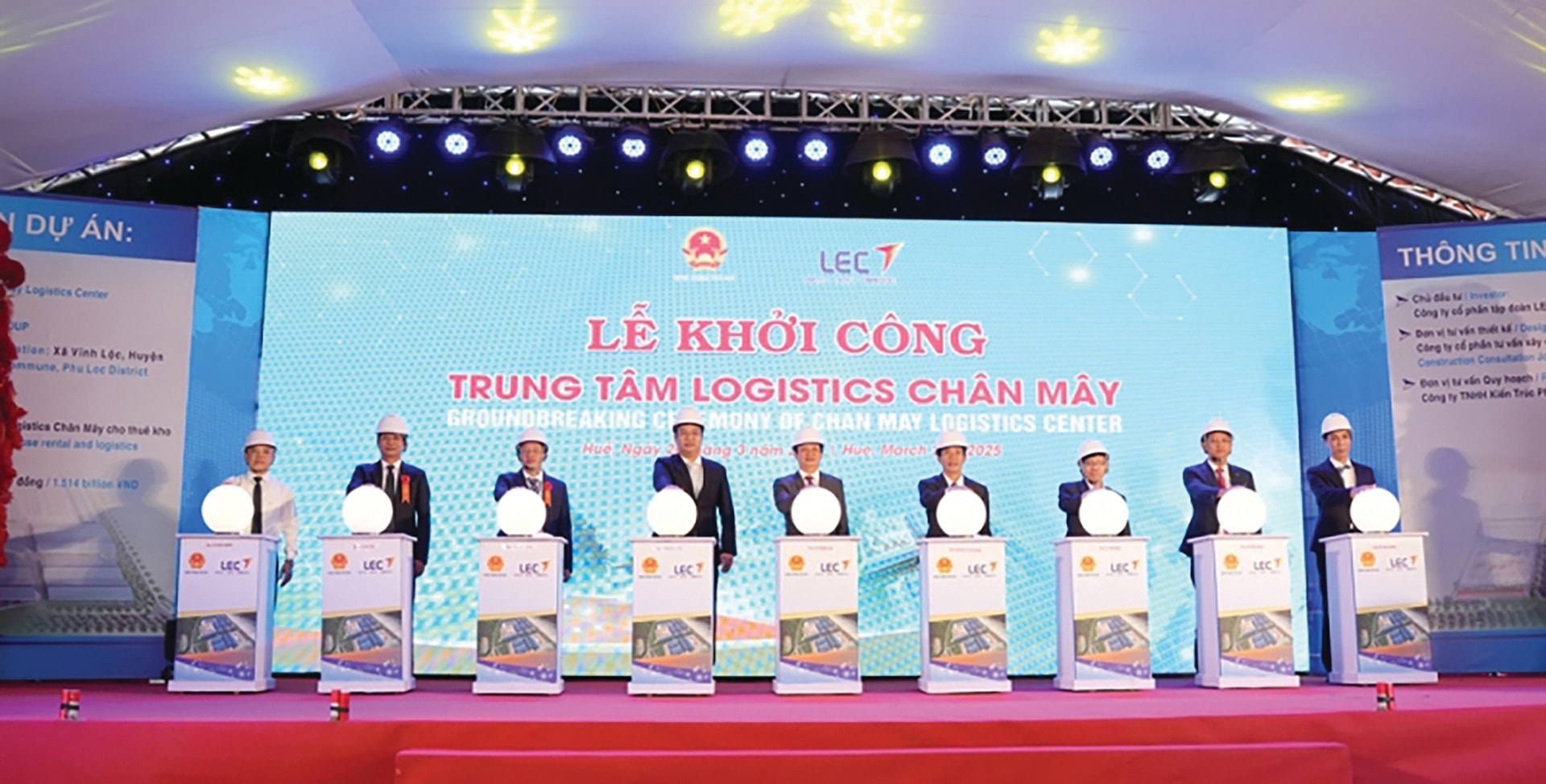 Lễ khởi công Dự án Trung tâm Logistics Chân Mây ở Khu kinh tế Chân Mây – Lăng Cô, có tổng vốn đầu tư hơn 1.500 tỷ đồng, quy mô 33,62 ha