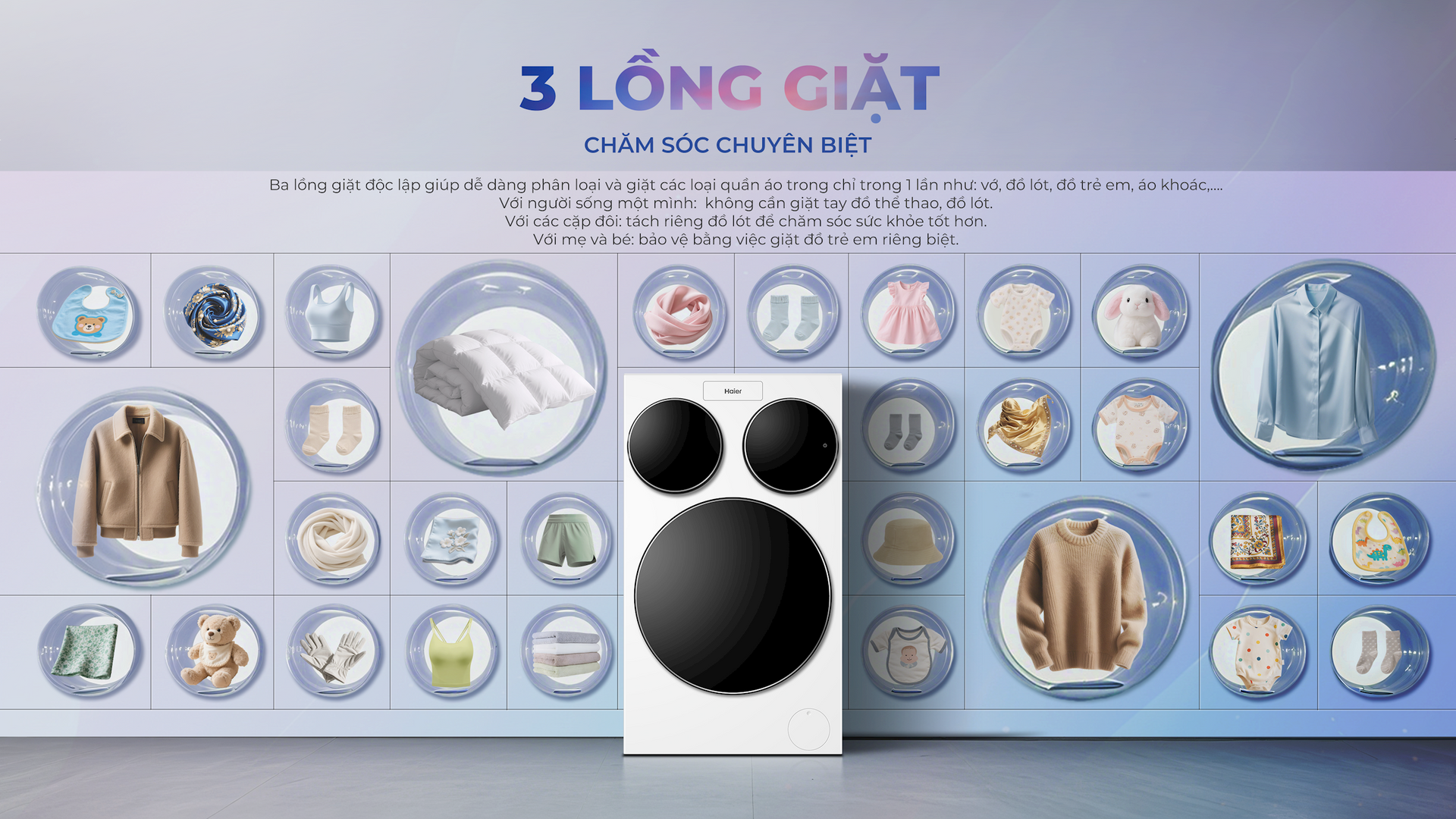 THUMB_H1_Haier ra mắt máy giặt 3 lồng tích hợp MultiWash