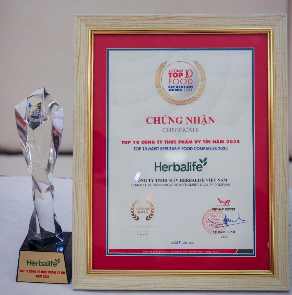 Herbalife Việt Nam được vinh danh Top 10 Công ty Thực phẩm Uy tín lần thứ năm liên tiếp