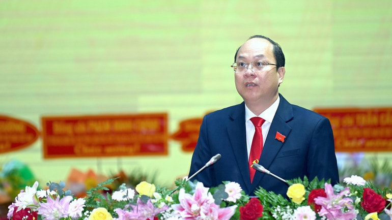 Bí thư Tỉnh ủy Nguyễn Hồ Hải phát biểu diễn văn bế mạc Đại hội.