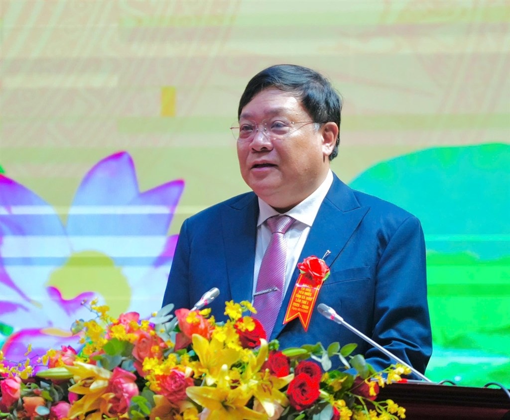 Đồng chí Phạm Thành Ngại, Phó Bí thư Tỉnh ủy, Chủ tịch UBND tỉnh, Chủ tịch Hội đồng Thi đua - Khen thưởng tỉnh phát biểu tại Đại hội.