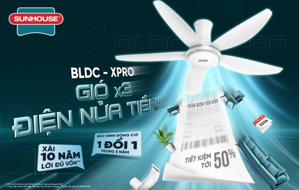 Quạt trần Sunhouse Apex đoạt giải quạt trần tiết kiệm năng lượng được yêu thích
