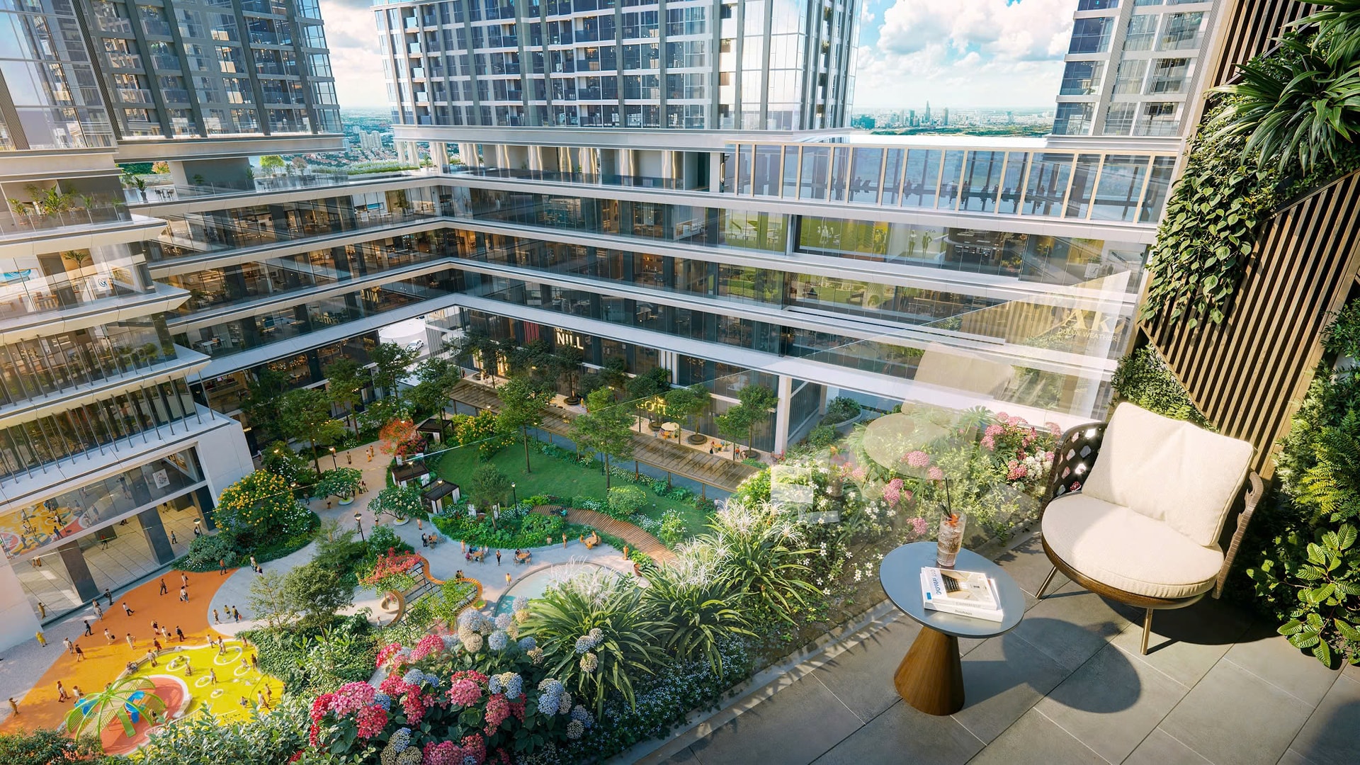 Phá»i cáº£nh ná»i khu Sun Feliza Suites