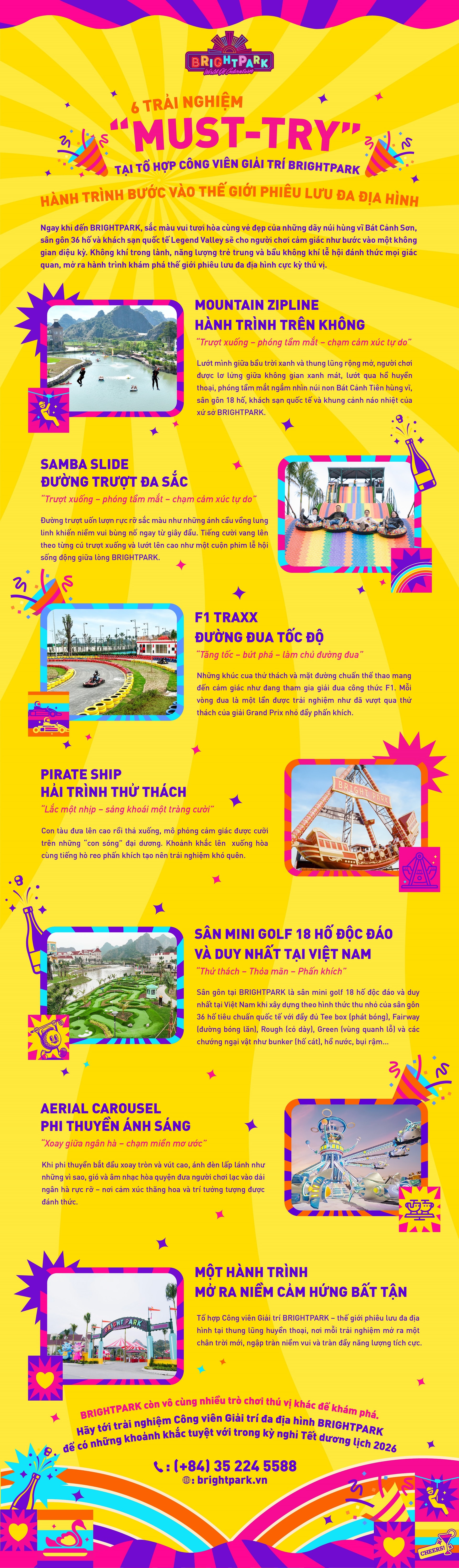 Infographic_6 trải nghiệm nhất định phải thử tại Tổ hợp Công viên giải trí Bright Park