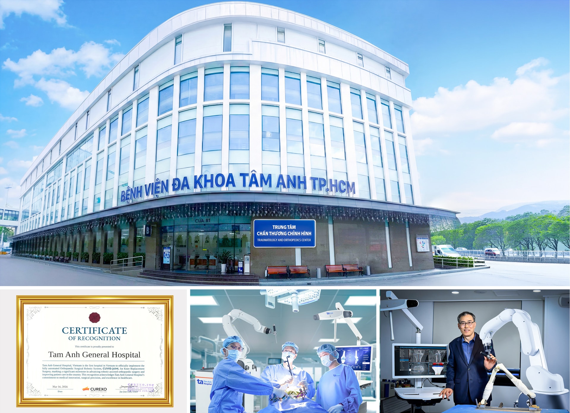 Ông Jae-Jun LEE - Giám đốc điều hành hãng sản xuất Robot CUREXO, cho biết Bệnh viện Tâm Anh là đơn vị đầu tiên tại Việt Nam sở hữu và triển khai hệ thống Robot CUVIS-Joint, đánh dấu cột mốc quan trọng trong thúc đẩ