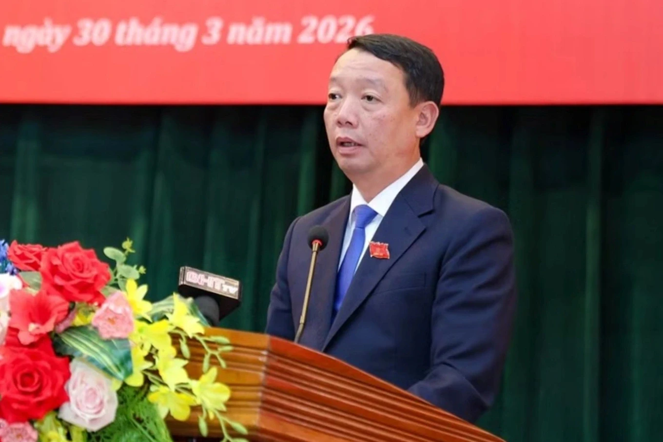 Ông Phan Thiên Định phát biểu nhận nhiệm vụ (Ảnh- Báo Hà Tĩnh).