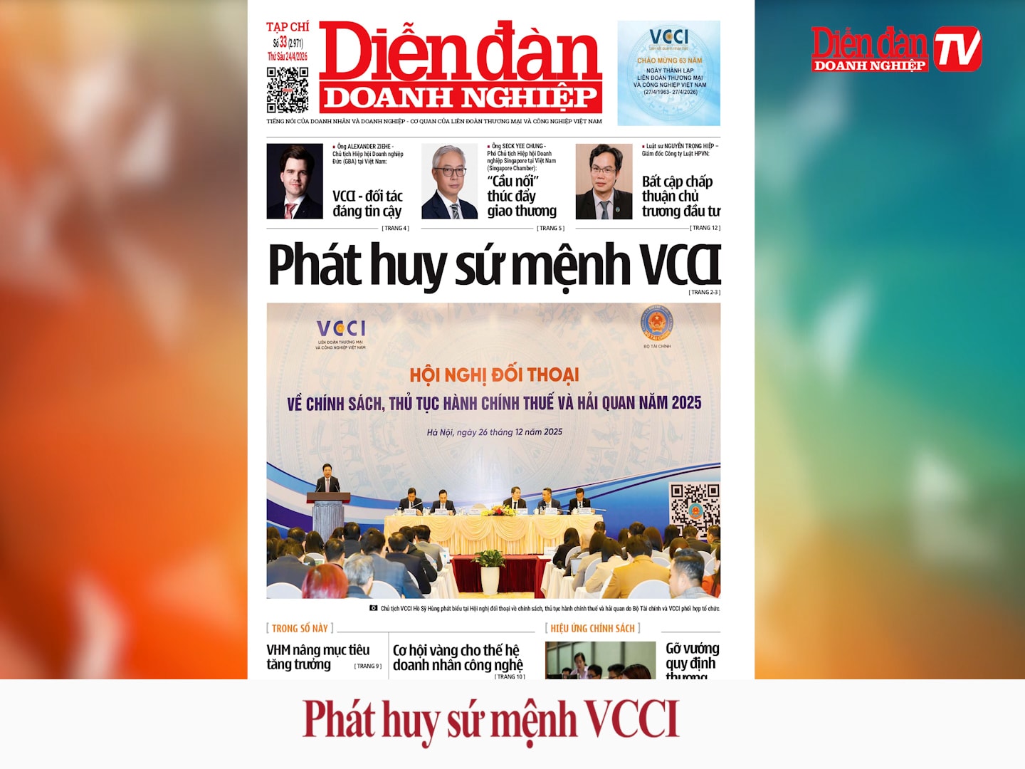 ĐIỂM BÁO NGÀY 24/4: Phát huy sứ mệnh VCCI