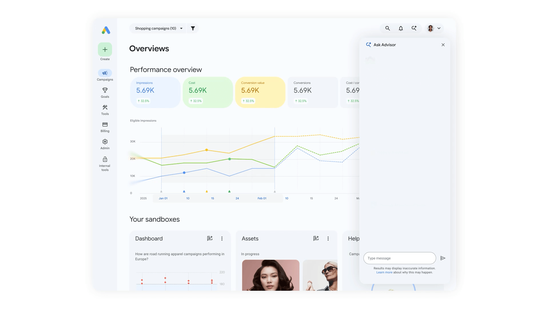 Công cụ Ask Advisor mới hoạt động đồng bộ trên các tác nhân tích hợp sẵn của Google, bao gồm Google Ads, Google Analytics, Google Marketing Platform và sắp tới là Merchant Center nhằm đưa ra các đề xuất cá nh