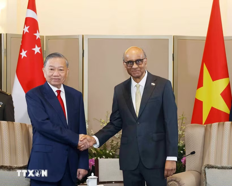 Tổng Bí thư, Chủ tịch nước Tô Lâm và Tổng thống Singapore Tharman Shanmugaratnam - Ảnh: TTXVN