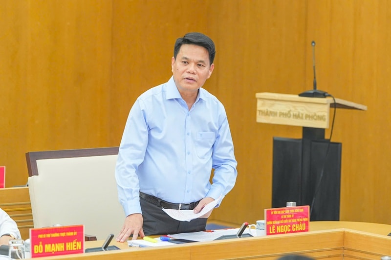 Ông Lê Ngọc Châu - Bí thư Thành ủy Hải Phòng phát biểu tại hội nghị (Ảnh: Cổng TTĐT TP Hải Phòng)