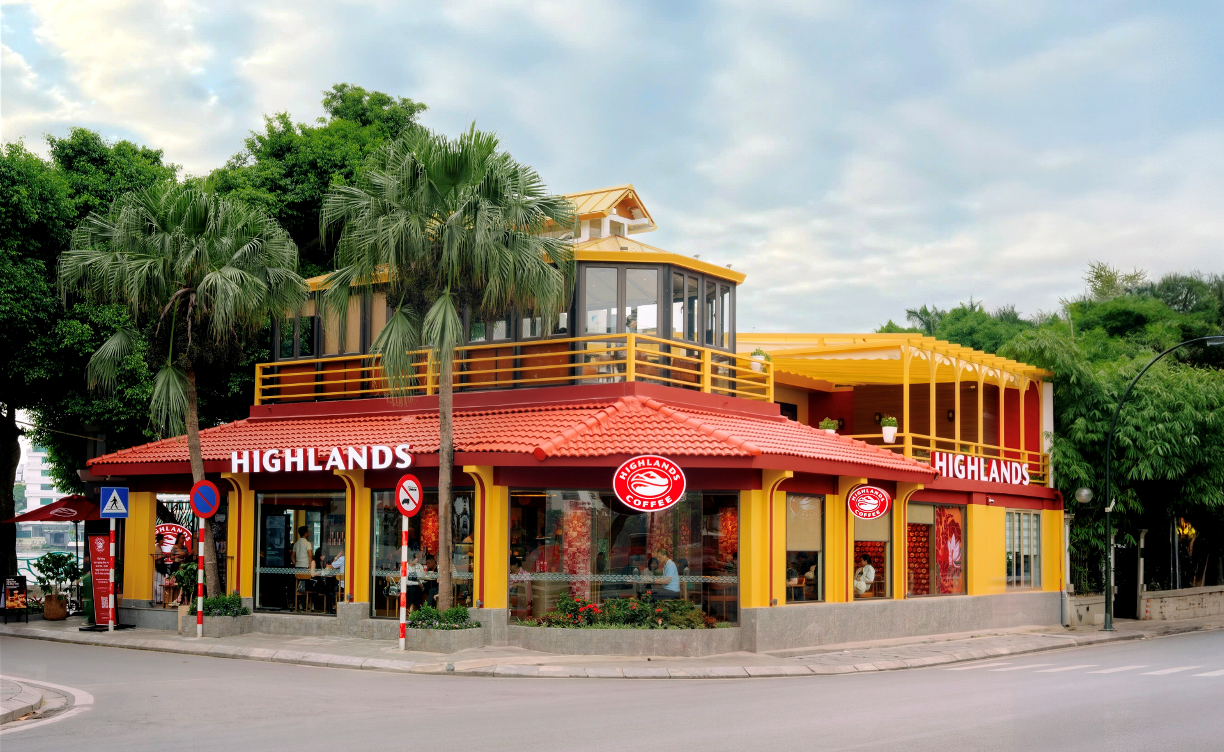 Toàn cảnh cửa hàng thứ 1.000 Highlands Coffee tại đường Thanh Niên, Tây Hồ, Hà Nội