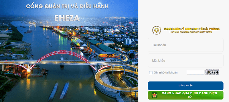 Hệ thống quản trị và điều hành e-Heza do Ban Quản lý Khu kinh tế Hải Phòng triển khai.