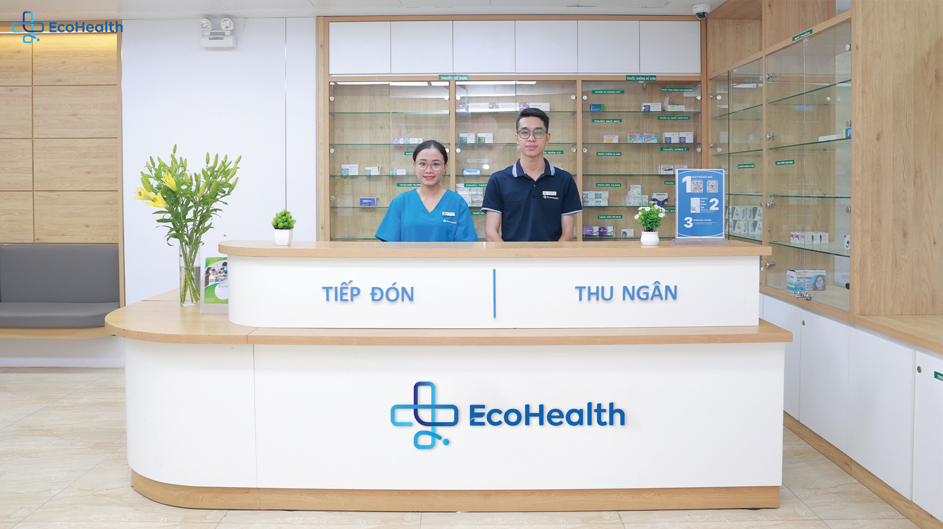 1. Không gian tiếp đón EcoHealth — thiết kế hướng tới sự thoải mái và riêng tư cho khách hàng