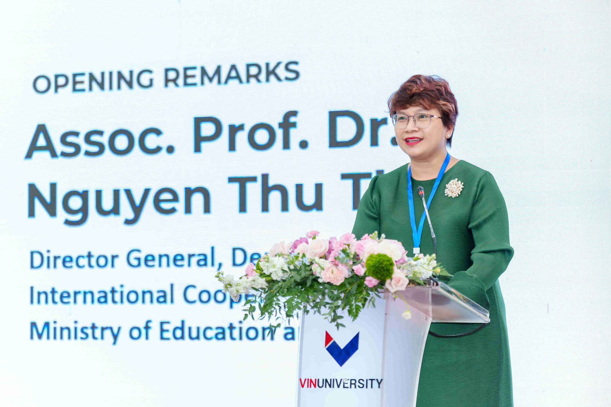 Ảnh 2 - Bà Nguyễn Thu Thủy, Cục trưởng Cục Hợp tác quốc tế, Bộ GD-ĐT phát biểu định hướng về nâng cao vị thế thực chất của giáo dục đại học Việt Nam trên thế giới.