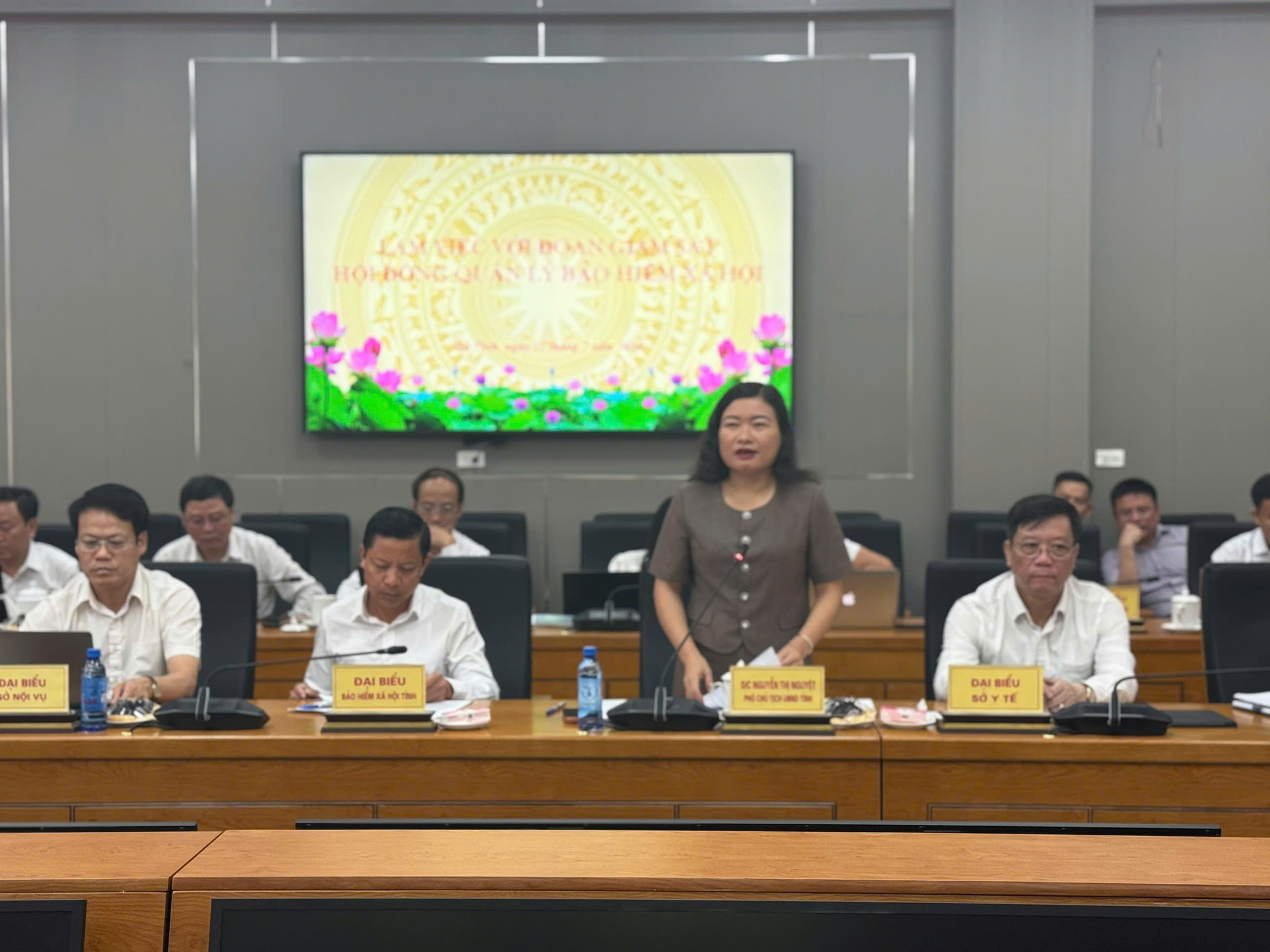 Phó Chủ tịch UBND tỉnh Hà Tĩnh Nguyễn Thị Nguyệt phát biểu tại buổi làm việc. (Ảnh: Nguyệt Hà)