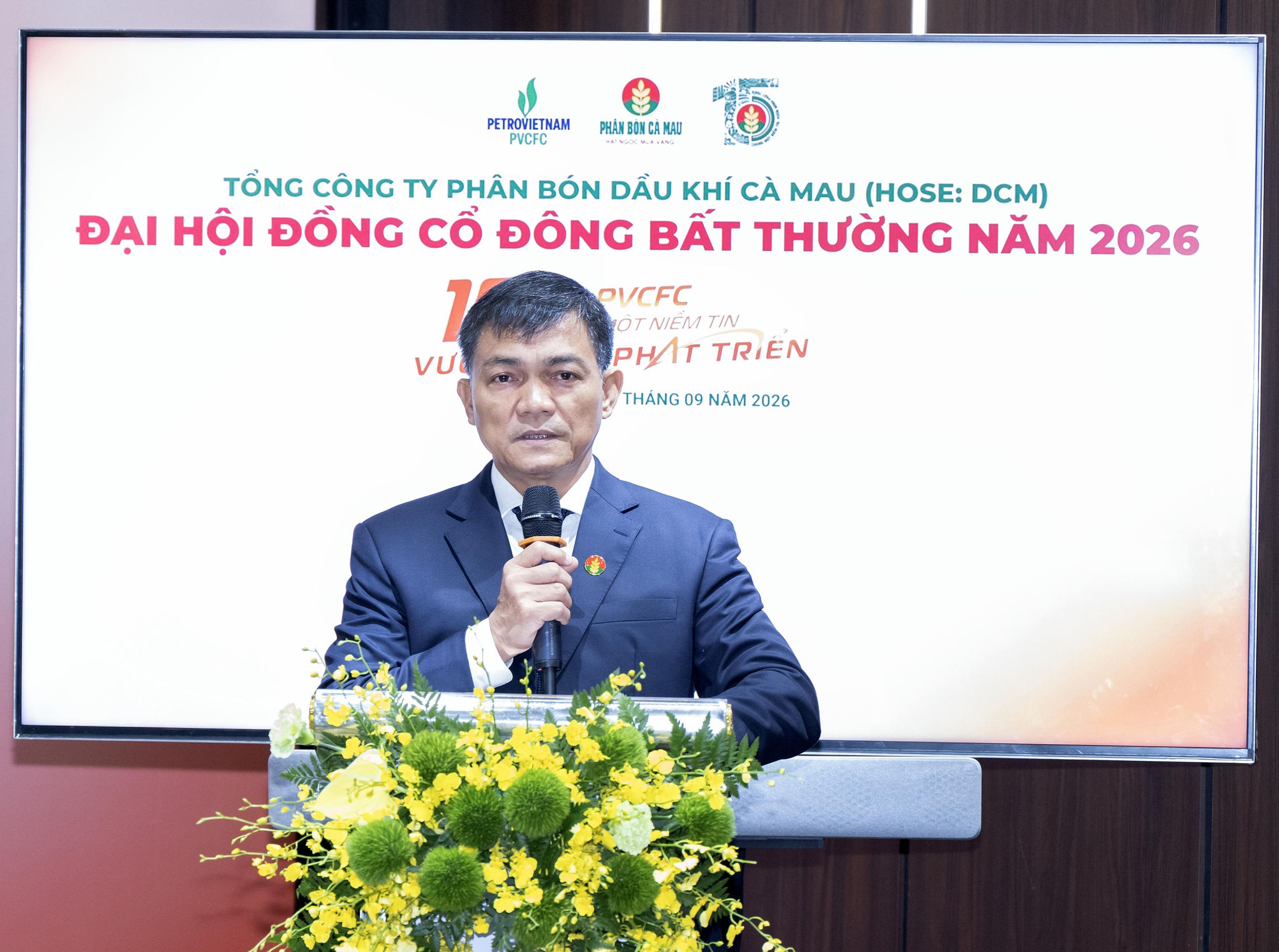 ông Văn Tiến Thanh, Chủ tịch HĐQT PVCFC phát biểu tại Đại hội