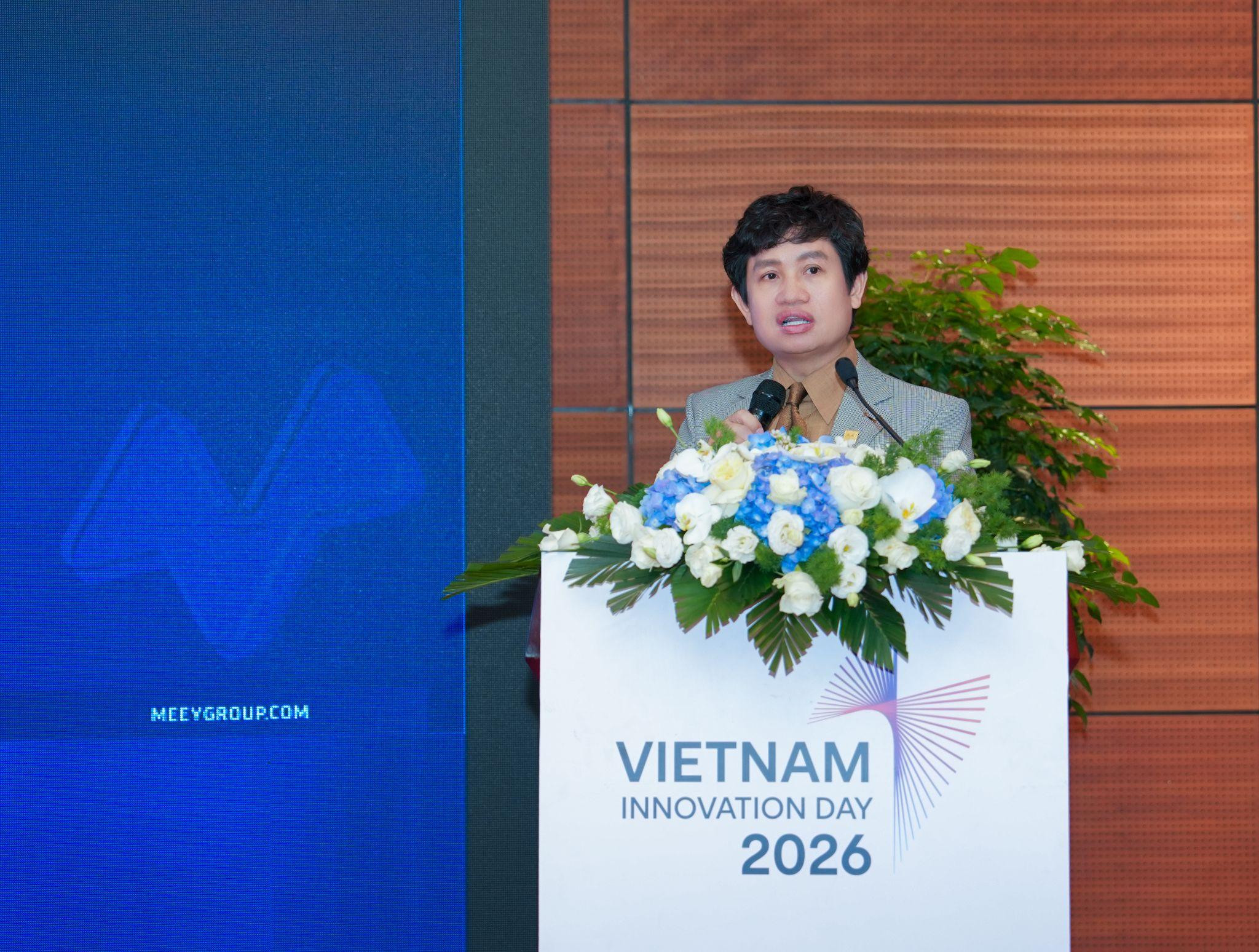 Ông Hoàng Mai Chung, Chủ tịch HĐQT Meey Group, công bố sáng kiến Liên minh Dữ liệu và Hạ tầng số cho thị trường bất động sản, chiều 3/10.