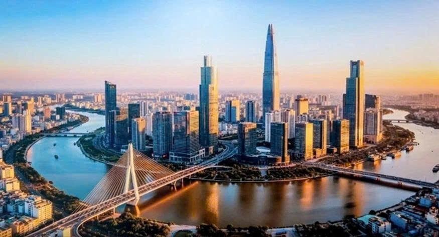 Phối cảnh khu vực bán đảo Thủ Thiêm khi xây dựng Trung tâm Tài chính quốc tế tại thành phố Hồ Chí Minh. Nguồn IFC HCM