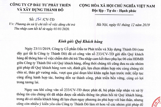 Áp lực hơn 1.000 khách hàng, Thành Đô tiếp tục ra phương án chi tiết việc đổi căn hộ tại Cocobay