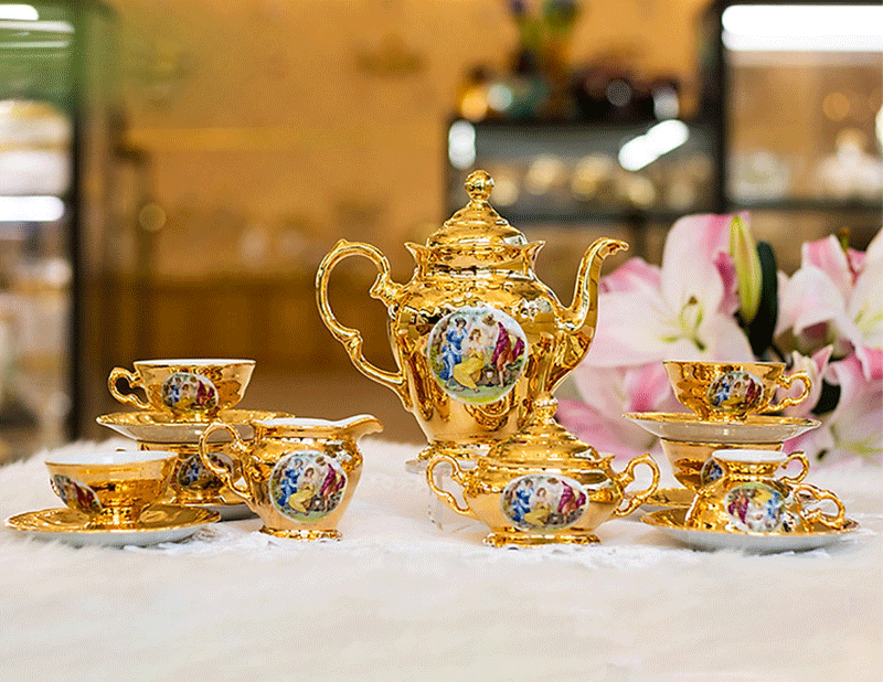 Bộ bình uống trà cà phê gốm sứ Tiệp Khắc ZLATO GR