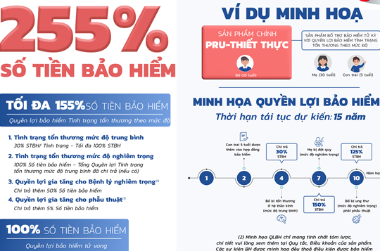 “PRU-Thiết Thực” được bảo vệ quyền lợi lên đến 255%
