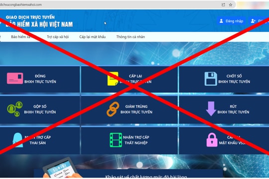 Trang web giả mạo Cổng dịch vụ công ngành BHXH Việt Nam