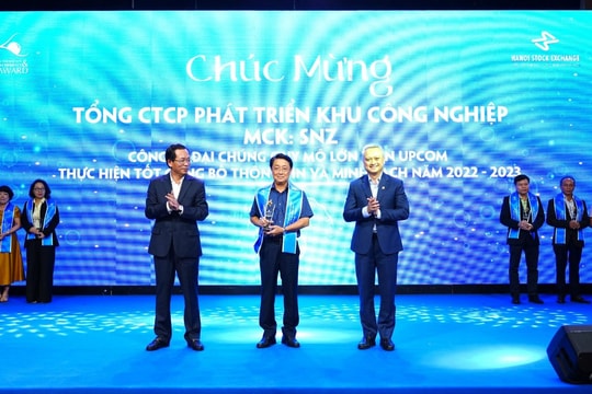 Tổng công ty Sonadezi đạt Top 10 Công ty UPCoM thực hiện tốt công bố thông tin và minh bạch lần thứ ba liên tiếp