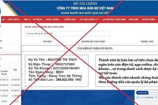 Cảnh báo hành vi mạo danh Công ty TNHH Mua bán nợ Việt Nam để lừa đảo