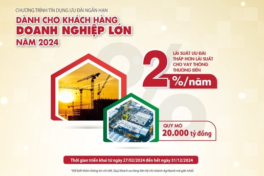 Agribank dành 20.000 tỷ đồng vốn tín dụng ưu đãi dành cho khách hàng doanh nghiệp lớn