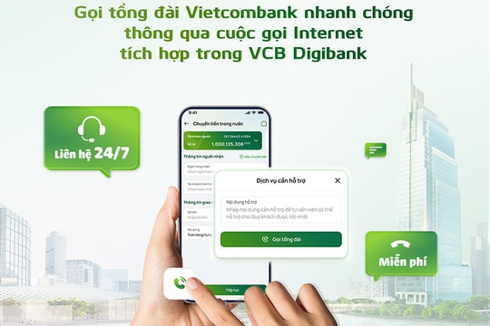 Liên hệ tổng đài Vietcombank thông qua cuộc gọi Internet tích hợp trong VCB Digibank