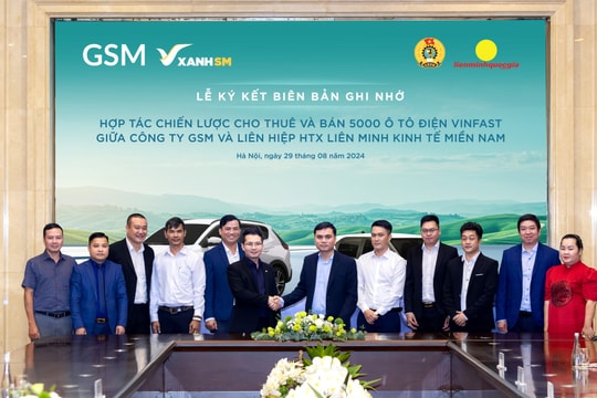 Liên hiệp Hợp tác xã tài xế taxi công nghệ lớn nhất Việt Nam mua, thuê 5.000 ô tô điện VinFast từ GSM