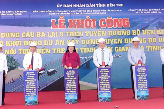 Bến Tre khởi công xây dựng cầu Ba Lai 8 trên tuyến đường bộ ven biển