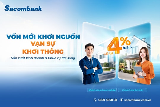 Sacombank tung gói vay 20.000 tỷ đồng lãi suất từ 4%