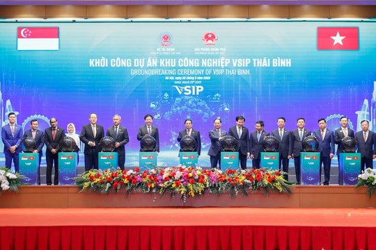 Hai Thủ tướng Việt Nam, Singapore cùng khởi công khu công nghiệp VSIP Thái Bình