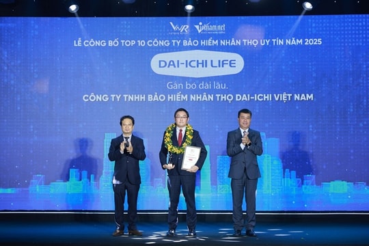 Dai-ichi Life Việt Nam được vinh danh “Top 10 Công ty Bảo hiểm nhân thọ uy tín 2025”