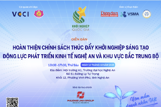 Đăng ký tham dự Diễn đàn Hoàn thiện chính sách thúc đẩy khởi nghiệp sáng tạo - Động lực phát triển kinh tế Nghệ An và khu vực Bắc Trung Bộ
