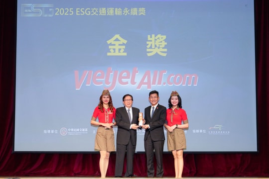 Vietjet được vinh danh giải Vàng phát triển bền vững Giao thông vận tải chuẩn ESG tại Đài Loan (Trung Quốc)