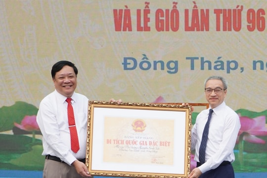 Đồng Tháp: Đón nhận Bằng xếp hạng Di tích quốc gia đặc biệt Mộ cụ Phó bảng Nguyễn Sinh Sắc