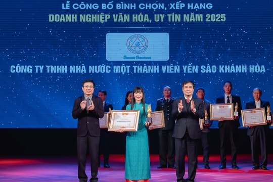 Yến sào Khánh Hòa được vinh danh top 20 doanh nghiệp văn hóa, uy tín năm 2025