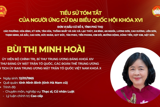 Tiểu sử bà Bùi Thị Minh Hoài ứng cử ĐBQH khoá XVI