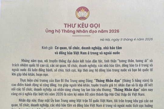 Phát động “Tháng Nhân đạo 2026”: Lan tỏa yêu thương, kết nối trách nhiệm cộng đồng