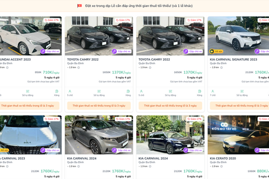 Thị trường thuê xe cận kỳ nghỉ lễ: xu hướng dịch chuyển sang xe điện